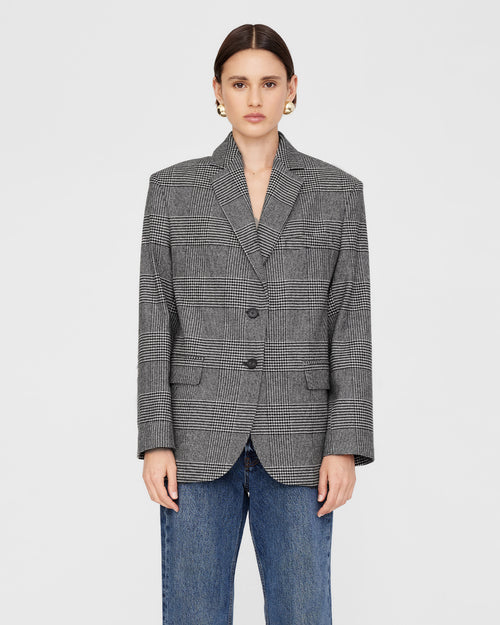 QUINN BLAZER / BLACK AND GREY PLAID