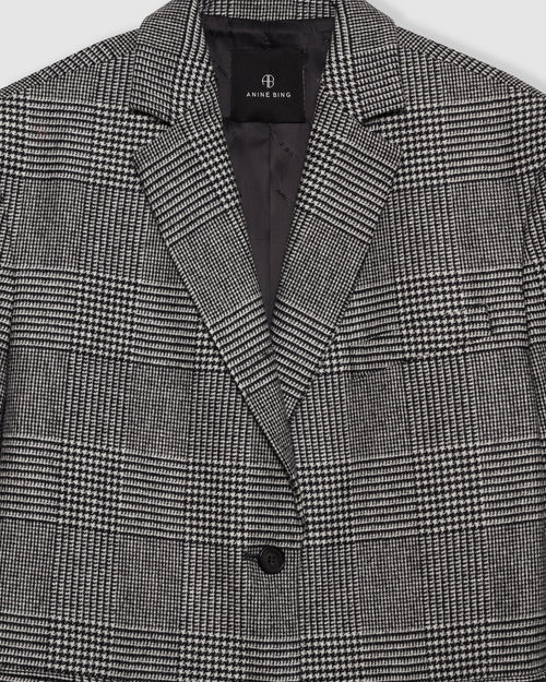 QUINN BLAZER / BLACK AND GREY PLAID