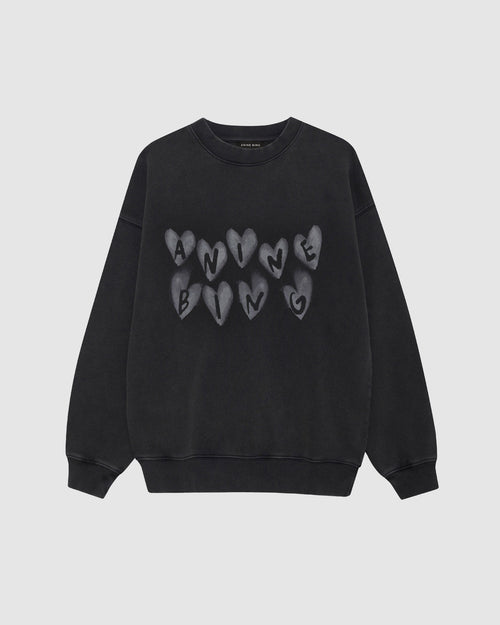 SPENCER SWEATSHIRT HEARTS / WASHED BLACK