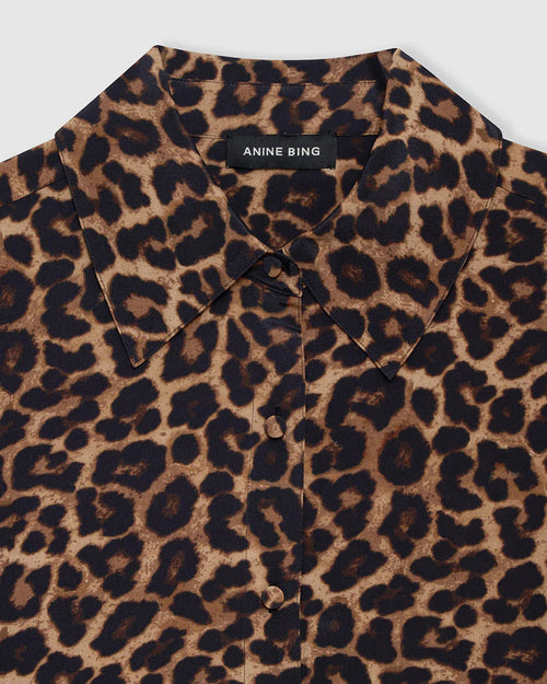 BRIDGET SHIRT / BLACK AND BROWN LEOPARD