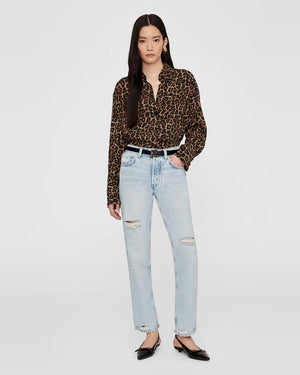 BRIDGET SHIRT / BLACK AND BROWN LEOPARD