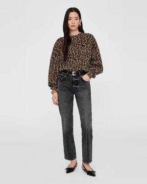 MILES SWEATSHIRT / BLACK AND BROWN LEOPARD