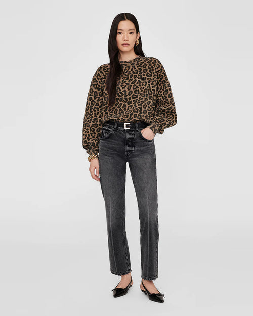 MILES SWEATSHIRT / BLACK AND BROWN LEOPARD