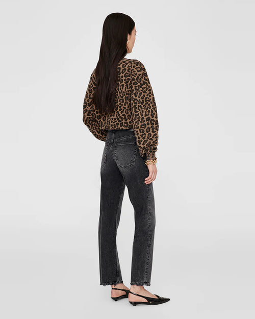 MILES SWEATSHIRT / BLACK AND BROWN LEOPARD