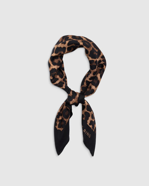 YORK SCARF / BLACK AND BROWN LEOPARD