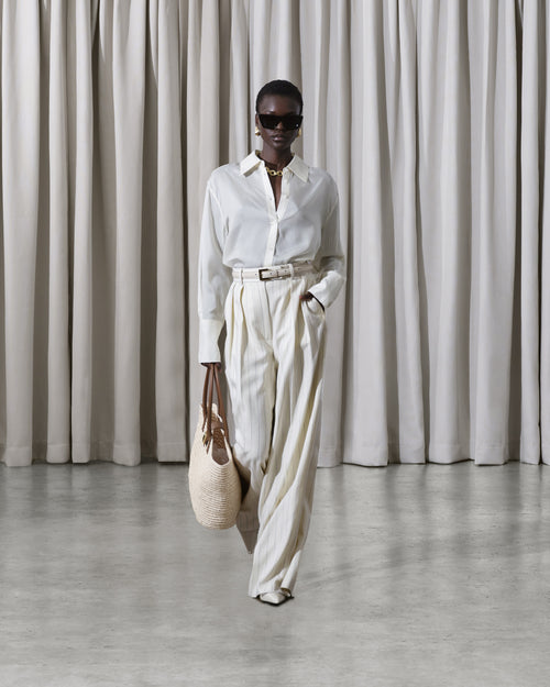 BRIDGET SHIRT / IVORY AND BLACK PINSTRIPE