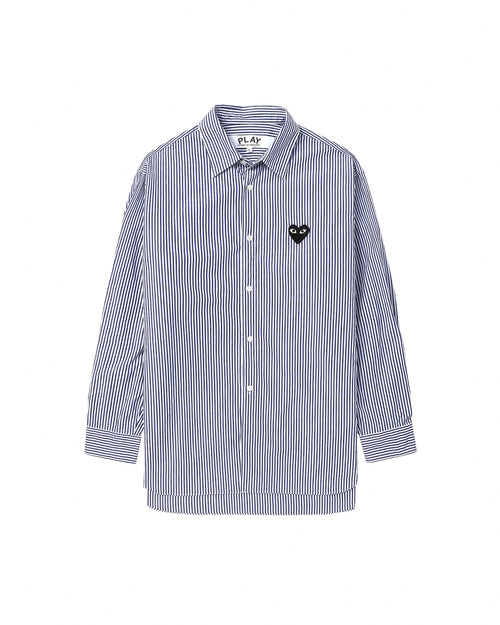 B018 UNISEX BLACK HEART SHIRT / BLUE WHITE STRIPE