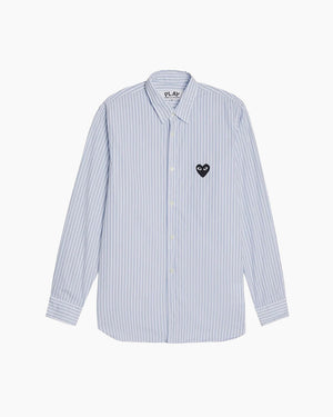B020 UNISEX BLACK HEART STRIPE SHIRT / BLUE BLACK STRIPE (XXS)