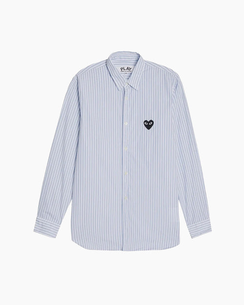 B020 UNISEX BLACK HEART STRIPE SHIRT / BLUE BLACK STRIPE (XXS)