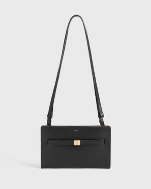 BELTED LEATHER CROSSBODY / BLACK