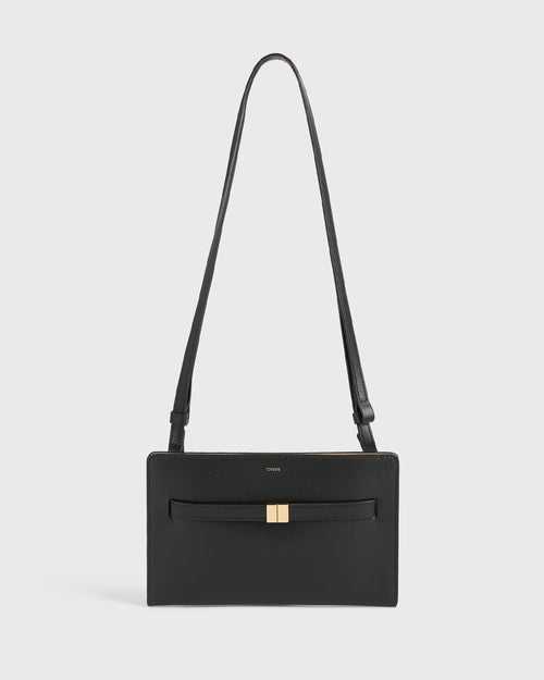 BELTED LEATHER CROSSBODY / BLACK