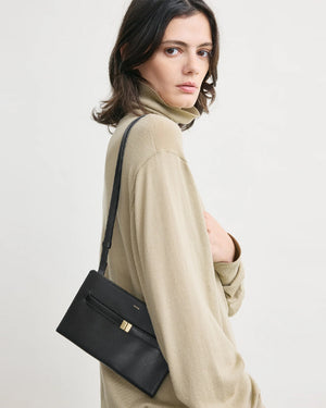 BELTED LEATHER CROSSBODY / BLACK