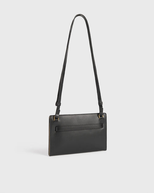 BELTED LEATHER CROSSBODY / BLACK