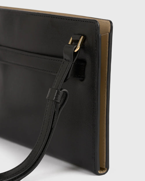 BELTED LEATHER CROSSBODY / BLACK