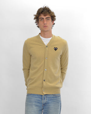 N024 UNISEX BLACK HEART CARDIGAN / BEIGE