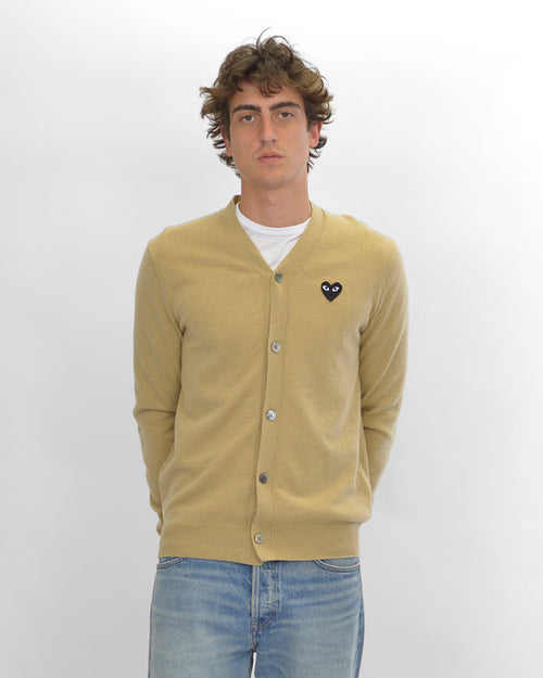 N024 UNISEX BLACK HEART CARDIGAN / BEIGE