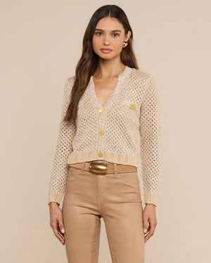 BLANCA SEQUIN CARDIGAN / NATURAL / GOLD