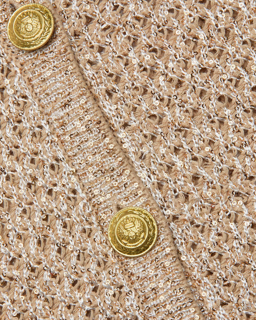 BLANCA SEQUIN CARDIGAN / NATURAL / GOLD