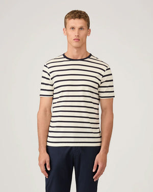 CLASSIC CREW NECK T-SHIRT / ECRU NAVY BRETON STRIPE