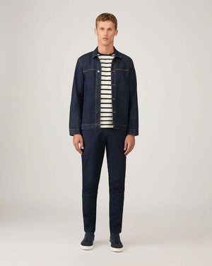 CLASSIC CREW NECK T-SHIRT / ECRU NAVY BRETON STRIPE