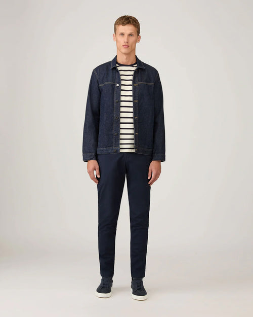 CLASSIC CREW NECK T-SHIRT / ECRU NAVY BRETON STRIPE
