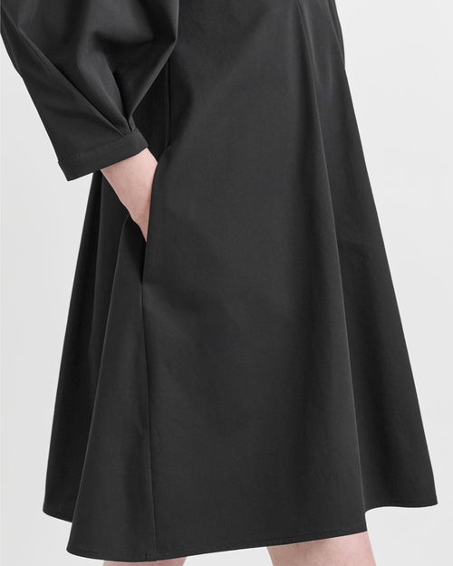 BALLOON SLEEVE COTTON DRESS / BLACK