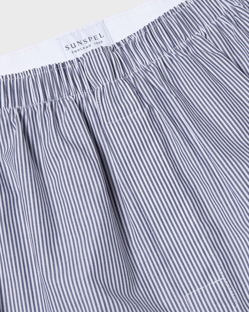 BOXER SHORT / WHITE NAVY PINSTRIPE