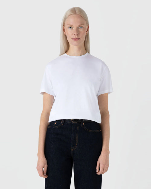 BOY-FIT CREW NECK T-SHIRT / WHITE