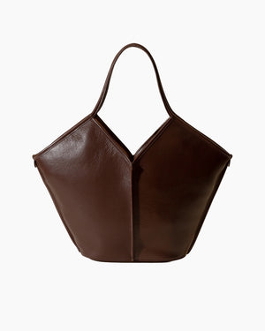 CALELLA DISTRESSED LEATHER TOTE BAG / DARK BROWN