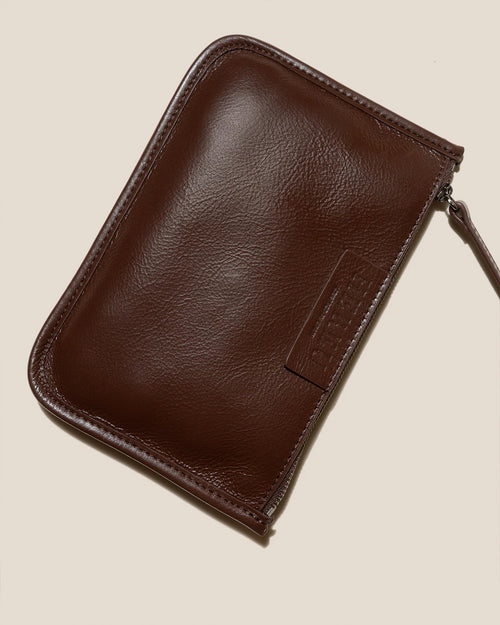 CALELLA DISTRESSED LEATHER TOTE BAG / DARK BROWN