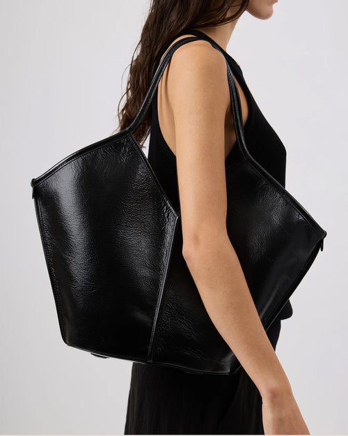 CALELLA DISTRESSED LEATHER TOTE BAG / DARK BROWN