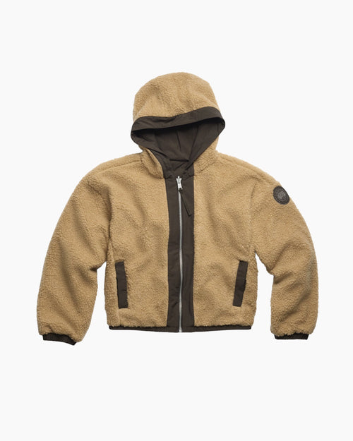 ALBERNI REVERSABALE FLEECE BOMBER / ECRU BEIGE/TERRA