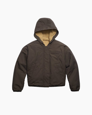 ALBERNI REVERSABALE FLEECE BOMBER / ECRU BEIGE/TERRA