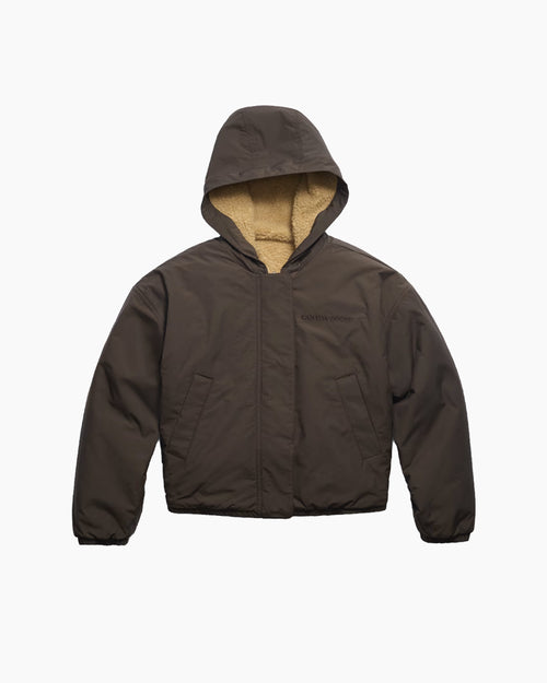 ALBERNI REVERSABALE FLEECE BOMBER / ECRU BEIGE/TERRA