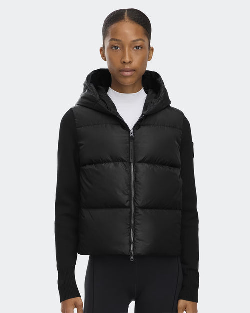 HYBRIDGE® WIDE QUILT KNIT HOODIE TONAL DISC / BLACK