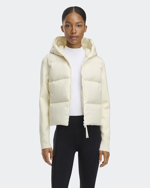 HYBRIDGE® WIDE QUILT KNIT HOODIE TONAL DISC / COTTON GRASS