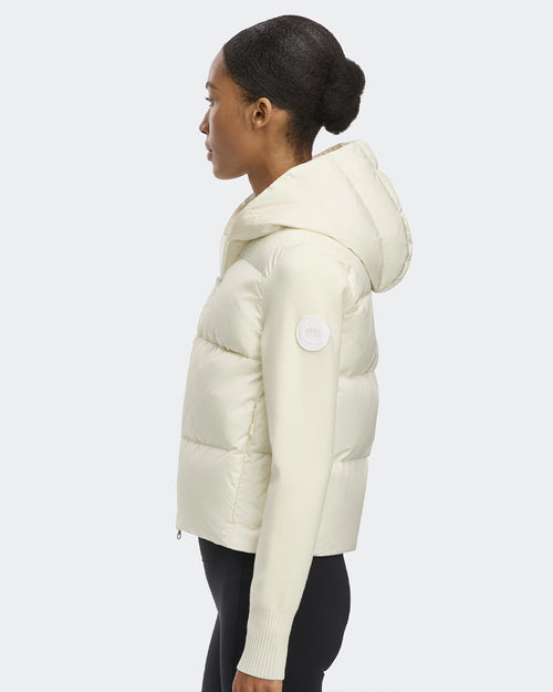 HYBRIDGE® WIDE QUILT KNIT HOODIE TONAL DISC / COTTON GRASS