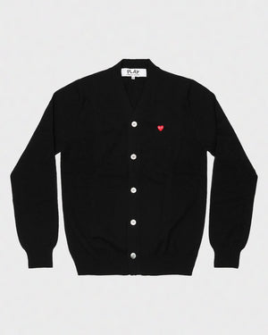N080 UNISEX SMALL RED HEART CARDIGAN / BLACK
