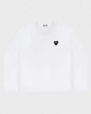 T120 UNISEX LS BLACK HEART T-SHIRT / WHITE