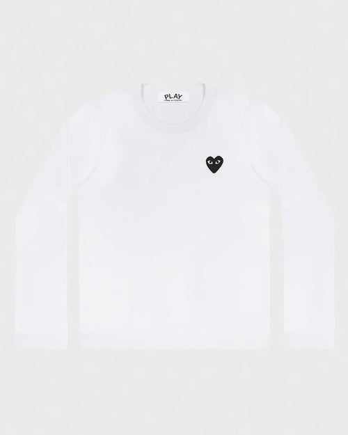 T120 UNISEX LS BLACK HEART T-SHIRT / WHITE