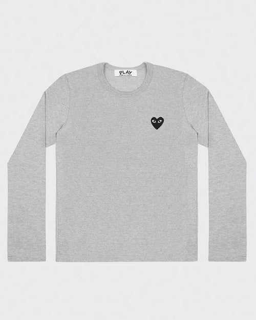 T122 UNISEX LS BLACK HEART T-SHIRT / GREY