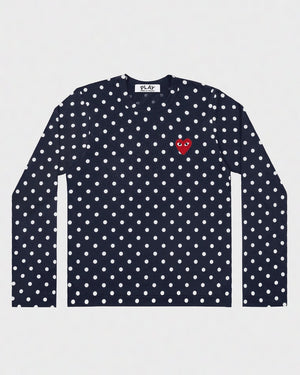 T166 UNISEX POLKA DOT L/S T-SHIRT / NAVY