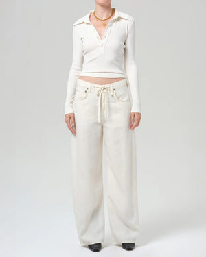 BRYNN DRAWSTRING TROUSER IN LINEN / VANILLA