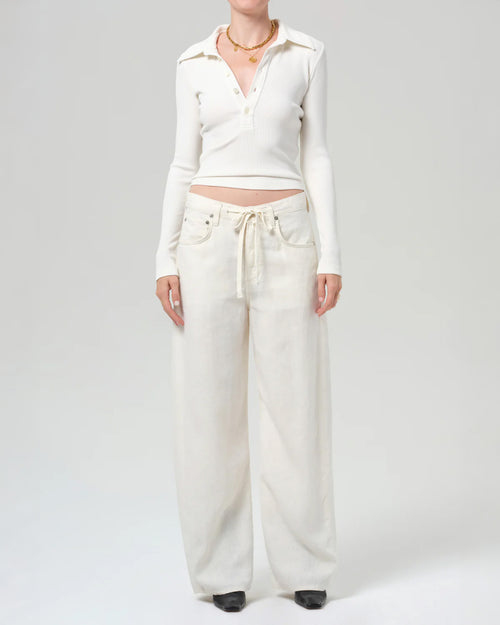 BRYNN DRAWSTRING TROUSER IN LINEN / VANILLA
