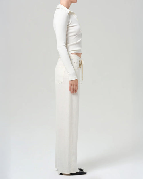 BRYNN DRAWSTRING TROUSER IN LINEN / VANILLA