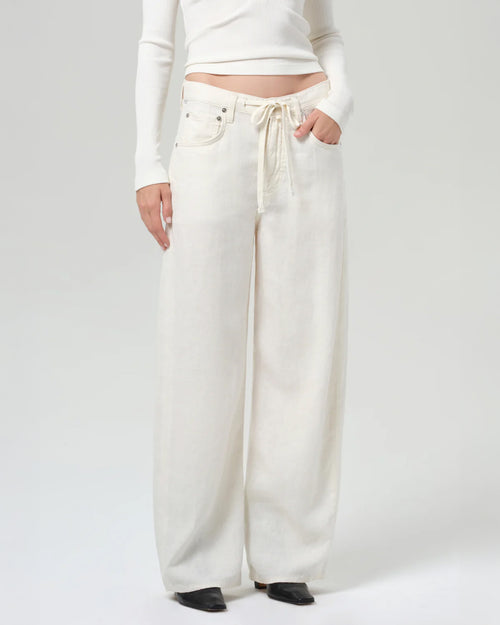 BRYNN DRAWSTRING TROUSER IN LINEN / VANILLA