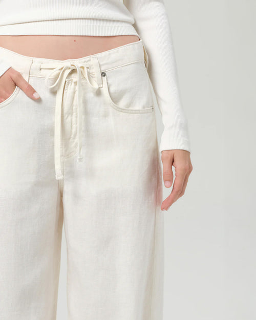BRYNN DRAWSTRING TROUSER IN LINEN / VANILLA
