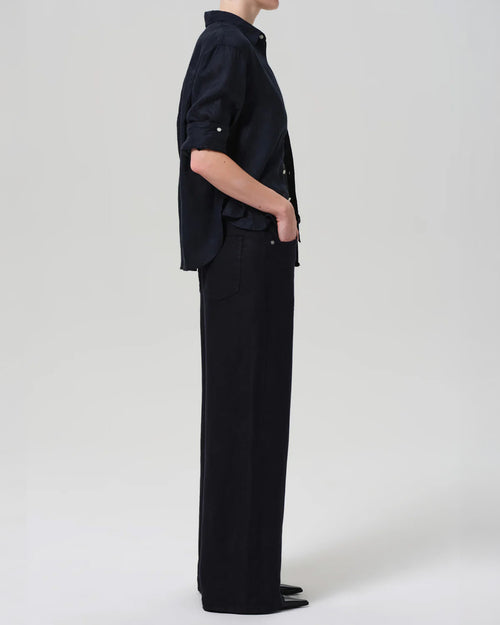 BRYNN DRAWSTRING TROUSER IN LINEN / NAVY