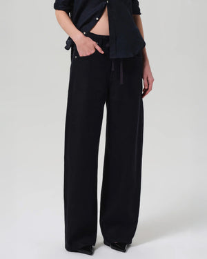 BRYNN DRAWSTRING TROUSER IN LINEN / NAVY