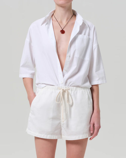 FRANCES CROPPED CAPE BUTTON UP / OPTIC WHITE